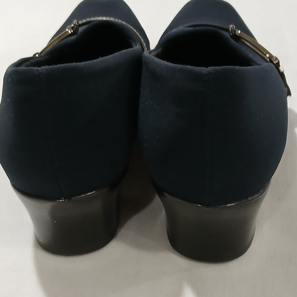 Munro Shoes Womens 8.5 Narrow Cindi Slip On Loafer Heel M207487 Navy Fabric - Picture 6 of 13
